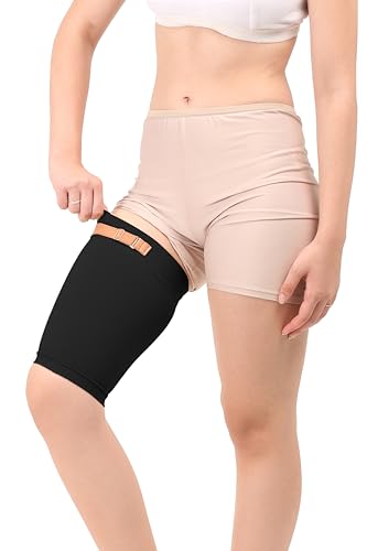 Image of Medical Compression Thigh Support Sleeve || MODERATE COMPRESSION || COTTON FABRIC || Groin Support Sleeve || Hamstring Compression Sleeve || Burn recovery || (3XL, Black)