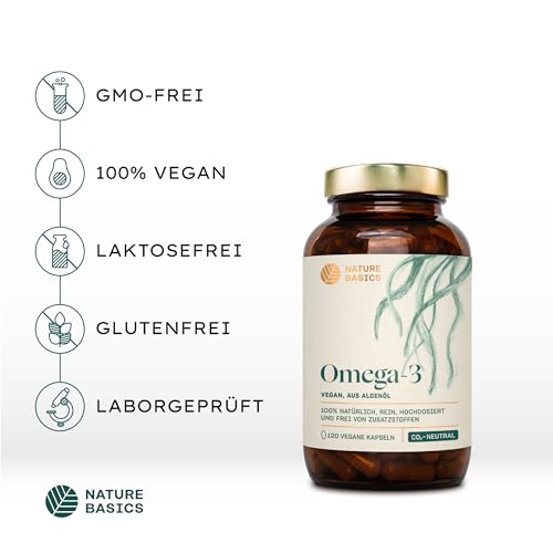 Veganes Omega 3 aus Algenöl | 120 hochdosierte Kapseln für 4 Monate | Nur 1 Kapsel täglich | laborgeprüft auf Reinheit