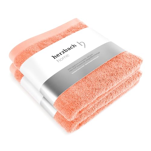 herzbach home Premium Handtücher 50 x 100 cm 2er-Set (Coral) –...