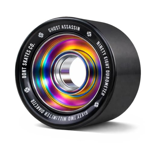 Bont Ghost Assassin Aluminum Hub Roller Skate Wheels, Indoor Jam & Speed, 62mm 98A, Set of 4 | Black