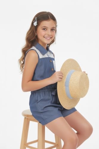 Image of ToBeInStyle Girl's Summer Romper One Piece Outfit Casual Lightweight Short Set