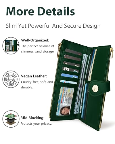 Image of Cat Floral Women's Wallet,Thin RFID Card Holder with Zipper Pocket