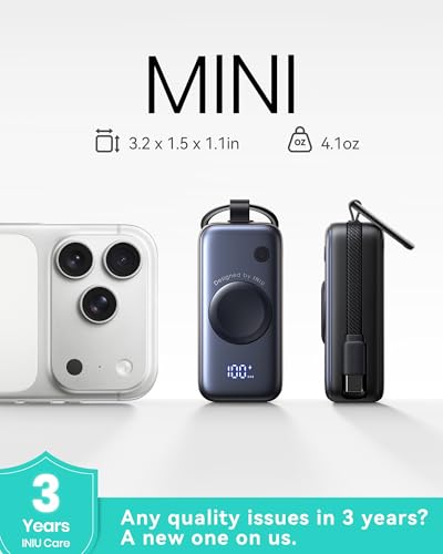 Image of INIU SnapGo Mini Portable Charger, Power Bank for Apple Watch and iPhone, 5000mAh 20W PD Fast Charging Flight-Safe Travel Essential Battery Pack for Apple Watch Ultra 11 10 9 8 SE, iPhone Air 17 16 15