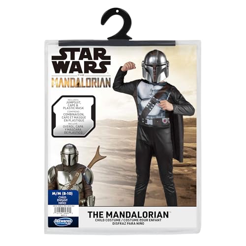 Image of STAR WARS The Mandalorian Official Youth Halloween Costume - Printed Jumpsuit with Plastic Mask