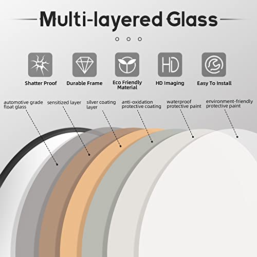 Image of LFT HUIMEI2Y Wall Circle Mirror - 28Inch Black Metal Frame Wall Mounted Circle Mirror for Bathroom, Living Room, Dining Room