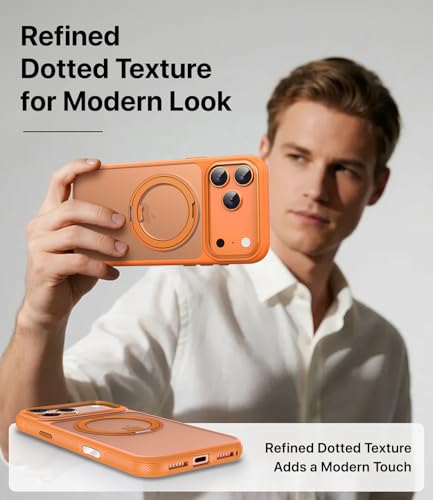 Image of for iPhone 17 Pro Case, Compatible with MagSafe, Slim Shockproof Military-Grade Rugged Protective Case with Stand, Camera Control, Comfort Grip (D-Orange, iPhone 17 Pro)