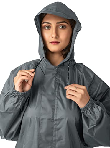 Image of THE DRY CAPE ; LET IT RAIN Women's Waterproof Rain Coat | Packable, Full Length with Hood & Pockets | Urban Commuter Rainwear