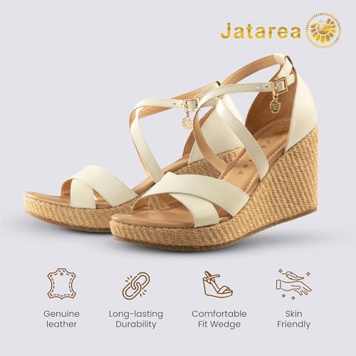 JATAREA Leather Wedge Sandals for Women | Women's Sandals Perfect for Summer2