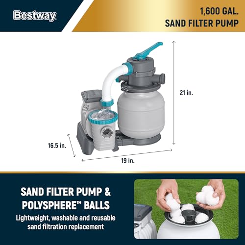 Bestway APX 365 18' x 52" Round Above Ground Swimming Pool Outdoor Backyard Framed Pool Set with Sand Filter Pump, Ladder, and Cover, Dark Marble