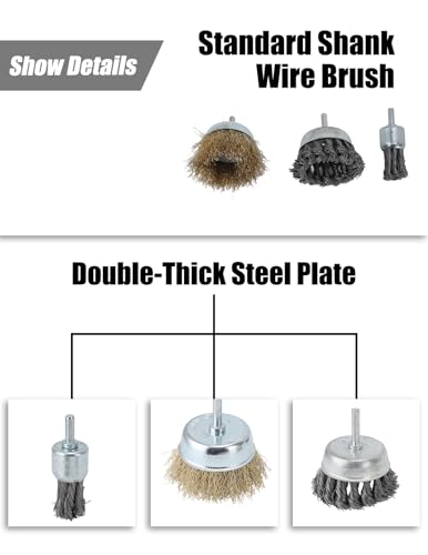 Image of 6Pcs Wire Brush for Drill 1 /4 Inch Hex Shank Carbon Steel Wire Wheel for Metal Polishing Rust Paint Burr and Scale Removal