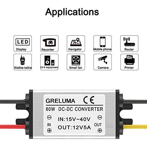 Greluma 1Pc DC 24v à 12v Convertisseur Abaisseur Réducteur Régulateur 5A 60W Adaptateur d'alimentation pour Système Solaire De Véhicule De Camion De Voiture Auto (Entrées DC 15-40V) – vue 5