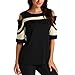Produktbild Damen Sommer Slash Hals Splice Kurzarm T-Shirt DOLDOA Slim Oberteile Hemd Bluse Casual Tops Geburtstags Geschenk für Frauen Mädchen Freundin (Beige Cold Shoulder Kurzarmshirts, EU:44)