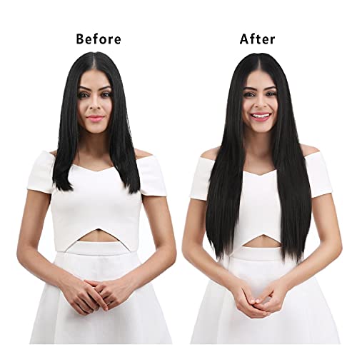 Image of Women Hair Extension Long Straight Dark Brown 18 To 20 Inches Thick Hairpiece With 5 BB Clip /Hair Extension for Women Party /Halloween /Christmas