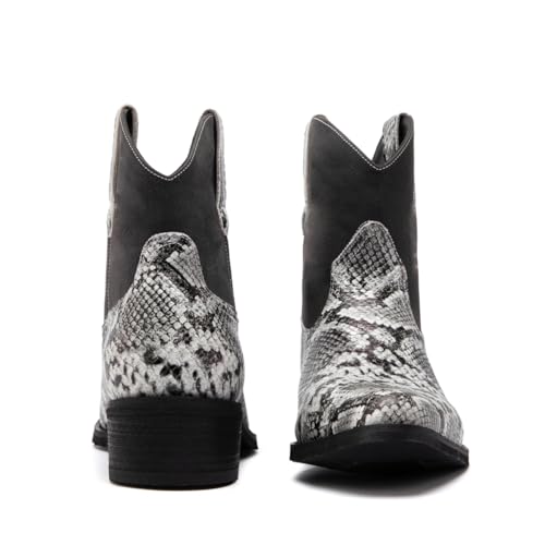 Men's fashionable pointed-toe shoes, casual boots and convenient ankle boots, irregular snake-patterned leather in the style of Western cowboys3