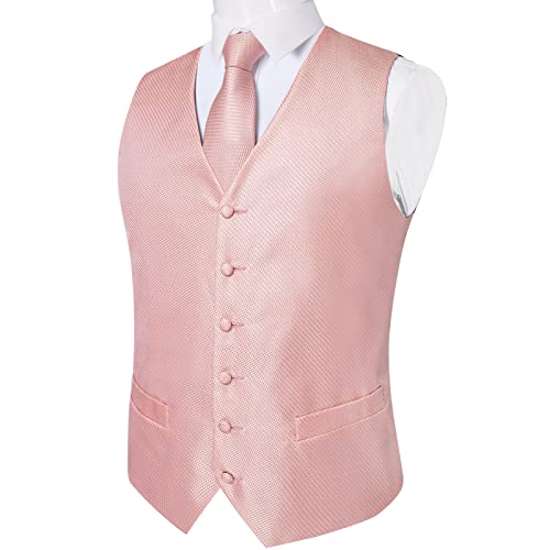 Image of DiBanGu Mens Vest and Tie Set Formal Paisley Waistcoat and Necktie Pocket Square Cufflinks Silk Suit Vest for Tuxedo Wedding
