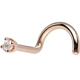 Body Candy 14k Rose Gold 1.5mm (0.015 cttw) Genuine Diamond Left Nose Stud Screw 18 Gauge 1/4'