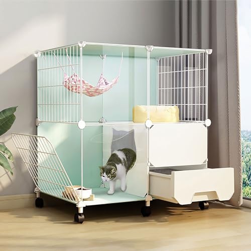 Maison pour petits animaux et chats avec portes indépendantes et enclos modulable