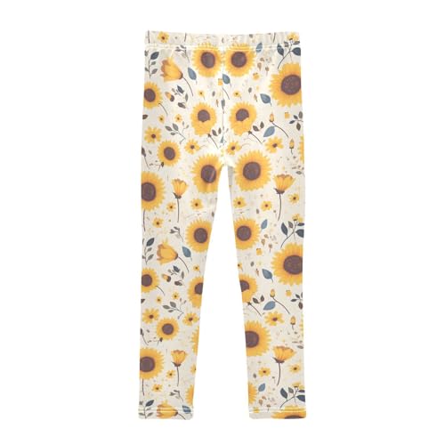 KLL Sunflower Cow Leather Skin Brown Pattern Toddler Girl Basic Leggings Soft Full Length Sweatpants Gym2