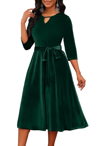 CLOCOR Velvet Dress for Women A Line Fit and Flare