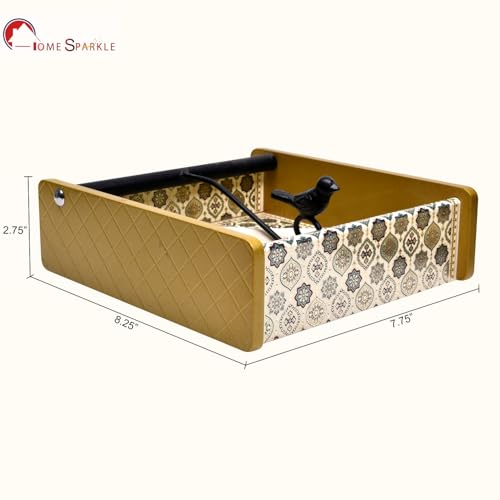 Image of Home Sparkle Napkin Storage - 1 Pack Table Napkin Holder Tray for Indoor & Outdoor Use | Kitchen, Dining, Restaurant & Home Decor (PU-Gold-C6V42)