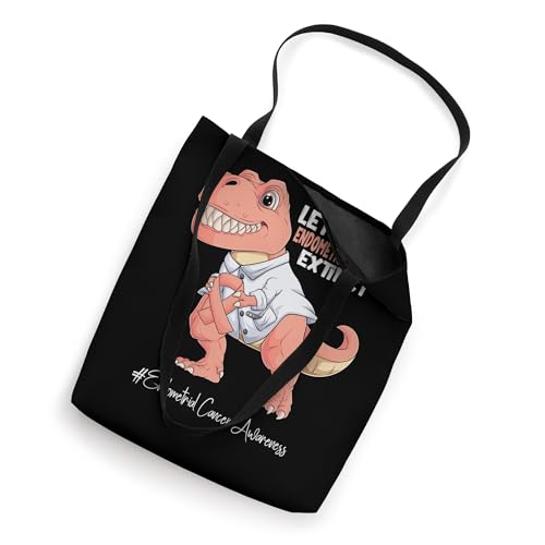 Bolso tote de concienciación sobre el cáncer de endometrio con cinta de color melocotón y diseño de Trex miniatura 2