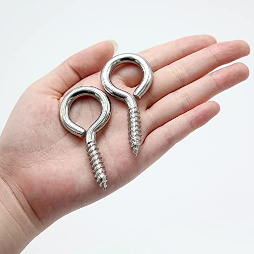 Acczio 8 Pack 304 Stainless Steel Eye Screws,2.5 Inch M6 Heavy Duty Eye Hooks Screw thumb #1