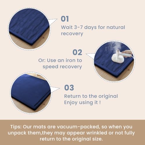 Image of ACOMOPACK Baby Play Mat for Floor 1.3 inch Thick Memory Foam Play Mat 39 inchx59 inch Tummy Time Crawling with Non-slip Bottom for Living Room,Nursery,Soft Velvet Playpen Mats for Kids,Infants(Royal Blue)