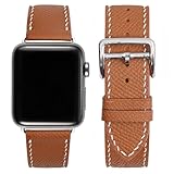MODIGI コンパチブル Apple Watch用 バンド アップルウォッチ バンド レザー ベルト 本革 高級手作り Veau Epsom 皮ベルト 40mm 41mm 42mm 44mm 45mm 46mm 49mm Ultra 1/2/3 SE 1/2/3シリーズ 10 9 8 7 6 5 (ブラウン, 40mm/41mm/42mm) [並行輸入品]