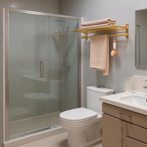 Porte-serviettes mural 60 cm solide pour suspendre grands draps de bain