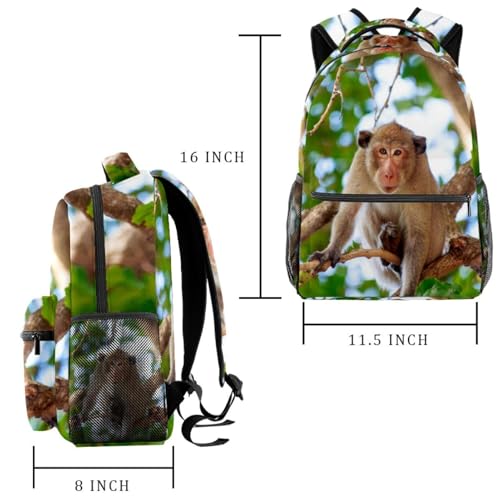 Sac à dos imprimé singe multicolore de taille 40cm pour adolescents et loisirs - 2