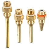 Veemoon 4Pcs Glue Tip Nozzle Copper Extra Fine Glue Nozzle Set Hot Glue Tips Thread Interchangeable Copper Nozzle Bore Diameter 70mm 50mm 3cm
