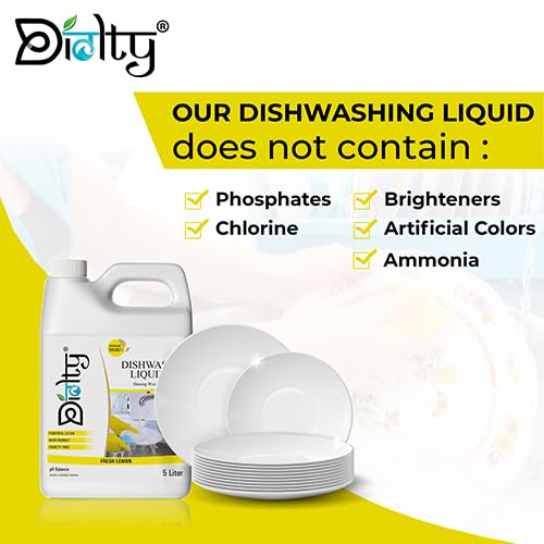 Image of Diolty Dishwashing Liquid Gel 10L | Lemon Fragrance | Tough on Grease, Residue-Free | Non-Toxic, Gentle on Hands | Kitchen Utensil Cleaner