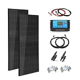 Gasolarxy 200W Solarpanel Kit Solar Set 12V, 2x100 Watt Schwarz Solarmodul + 30A Laderegler Solaranlage Komplettset f&uuml;r Wohnmobil, Boot, Wohnwagen, Dach, Balkon Pv Module