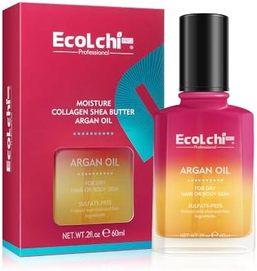 Argan Hair Oil Hair Serum Cold Pressed Weightless Vitamin E Argan Oil Hair Treatment for All Hair Types Dry Damaged Hair Body Skin 60ml