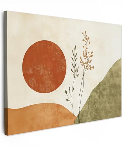 MuchoWow© Cuadros Decoracion Salon Modernos 70x50 cm para Dormitorios Cuadro Decorativos de Salon Lienzos Decorativo Pictures for Living Room Decorarivos Sol - Creativo - Troncos - Naranja