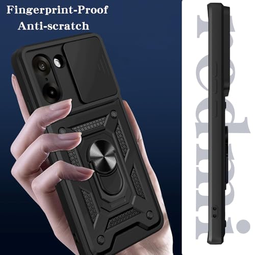 Image of Spazy Case OnePlus Nord CE 5 Back Cover | Heavy Duty Hybrid Case with 360 Degree Rotating Finger Ring Holder + Slider Shutter Camera Protection Case for OnePlus Nord CE 5 - Blue