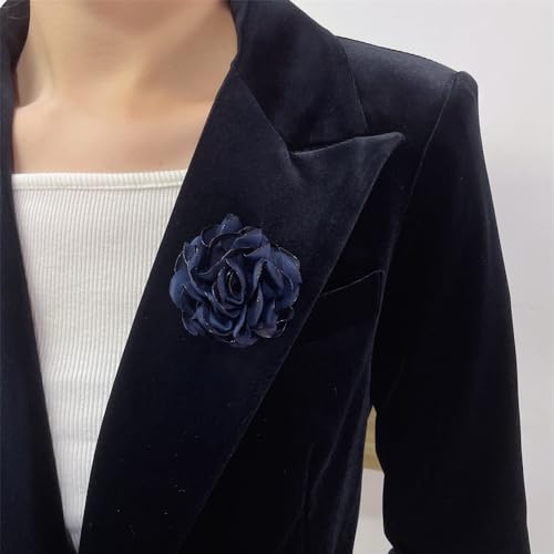 Image of Dainty Silk Rose Flower Brooch Lapel Pins for Women Men Handmade Fabric Flower Brooches Pin Classic for Wedding Party Dance Banquet Dress Suit Clothes Accessories Jewelry Gifts 60mm