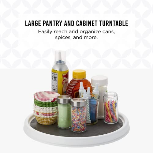 Copco Basics Non-Skid Pantry Cabinet Lazy Susan Turntable, 12-Inch, White/Gray #TOP1