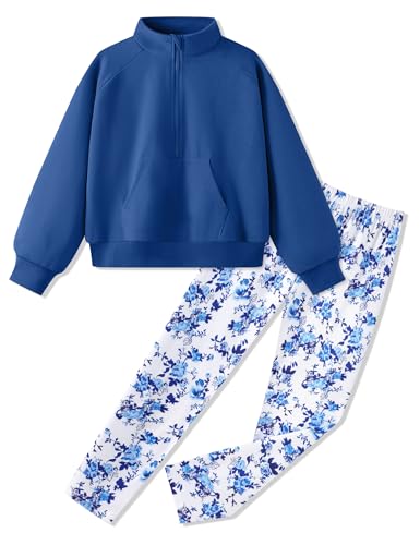Image of Girls Clothes 2Pcs Outfit Set with Zip-up Top and Trendy Printed Pants Teen Girl Clothes 6-14Y