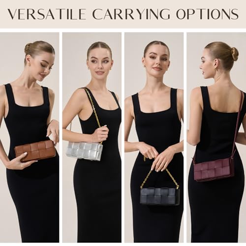 CHUNLI Woven Clutch Purses for Women - Sleek Shoulder Handbag for Evening, Formal Events, Wedding, Party, Special Occasions4