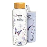 LG Luxury & Grace Botella de Agua de Cristal 450 ml. Botella de Cristal Reutilizable con Tapón de Bambú. Botella de Vidrio con Funda de Neopreno Antideslizante. Diseño Ligero & Sin BPA.