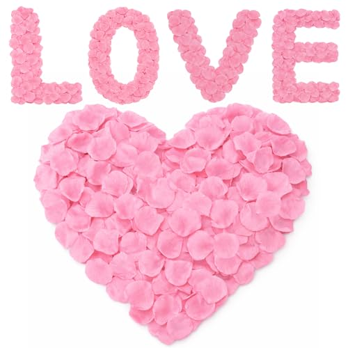 Anwyll 3000Pcs Pink Rose Petals - Artificial Faux Flowers Fake Rose Petals for Wedding Proposal Engagement Romantic Night Anniversary Valentines Galentines Day Decoration Home Room Party Decor