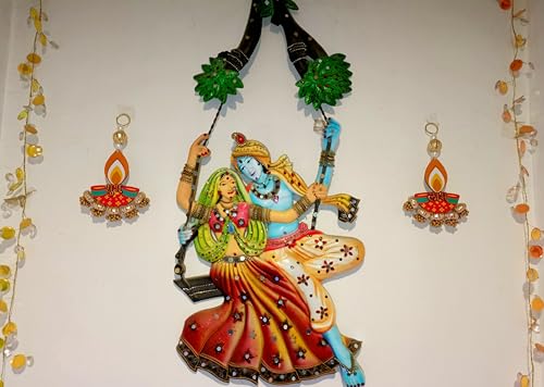 Image of Handcrafted Decorative Subh Labh for Ganpati Diwali Navratri and Pooja Setup Ethentic Hanging for Home Decor Festival Decoration for Home Entrance and Mandir Temple Decor (Subh Labh Diya)