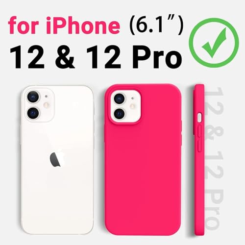 Image of Premium Liquid Silicone Case for iPhone 12 & 12 Pro - Slim Full Body Protective Back Cover with Soft Microfiber Lining, Anti-Slip Grip Scratch Resistant Phone Case(Neo Pink)