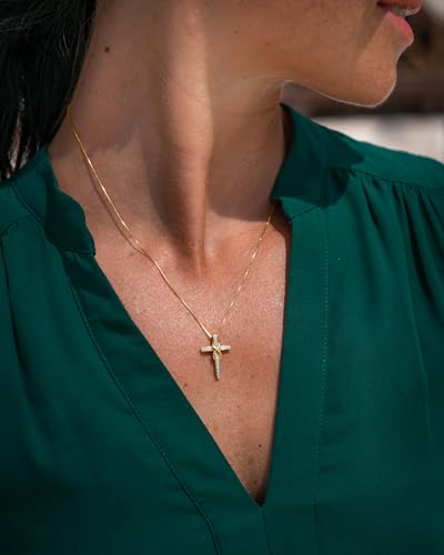 Diamond Cross Necklace Infinity in Sterling Silver, 14K Yellow or Rose Gold Plate, or 2-Tone Silver and 14k Gold Plate - 18 Inch Box Chain4