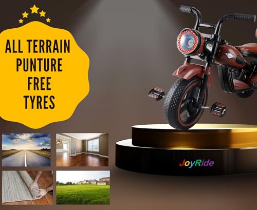 Image of JoyRide Ninja Plug N Play Durable Kids /Pedal Baby Tricycle, Storage Basket, Leather Seat, Led Headlight, Music for 18 Months to 5 Years Boys /Girls /Carrying Capacity Upto 30 Kgs (Brown)