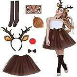 Jupe tutu Bambi de cerf : jupe tutu Bambi à pois blancs, composée de tulle doux à 3 couches. Opaque, avec une ceinture élastique complète, confortable et sûr à porter. La longueur de la jupe est de 42 cm, peut être assortie avec des chaussettes longues, une taille convient à la plupart des femmes et des filles