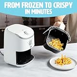 Tasty Personal Air Fryer, Healthier Meals in Minutes, Adjustable Temp Control up to 400°F, Easy-to-Use Design, Nonstick Basket and Tray Made without PFAS, PFOA, PFOS & PTFE, 900 Watts, 2-Quart, White