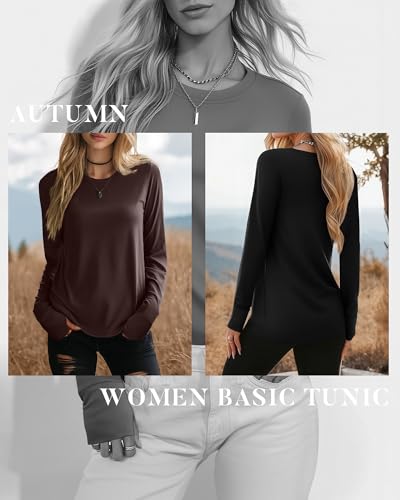 Neer 4 Pack Women's Long Sleeve Shirts with Thumb Holes, Crew Neck Loose Tunic Tops Casual Cotton Y2k Fall Tees3
