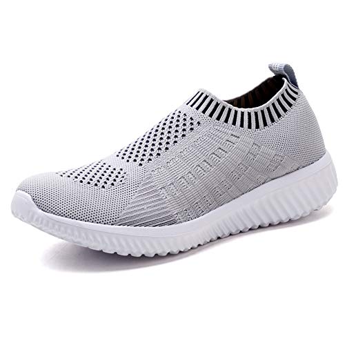 TIOSEBON Women Trainers Athletic Slip On Lightweight Walking Shoes – Breathable Running Sneakers
